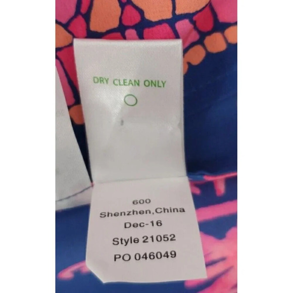 Lilly Pulitzer Silk Fushia Navy Bird Print Sleeveless Blouse High Low XS Preppy - Picture 12 of 12